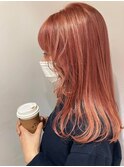 春カラー オレンジカラー ピンクカラー 透け感 ハイトーン