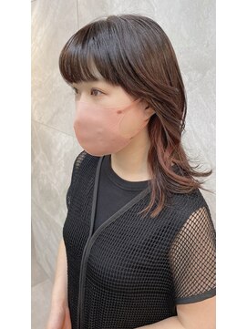 ドゥマン(Demain) インナーカラーイヤリングカラー/ピンクベージュ/くびれレイヤー