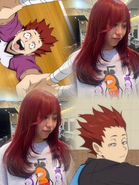 ヘアーアンドメイク ビス(HAIR&MAKE bis) 天童覚カラー/明るめチェリーレッド【山崎ほのか】