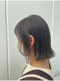 ワンレンボブ前下がりショート内巻きワンカール鎖骨ミディアム