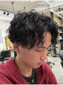 縦落ちツイストスパイラルパーマ/センターパート/名古屋栄メンズ