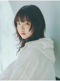 顔周りレイヤー韓国ヘアくびれヘアミディアムミニウルフ_9988