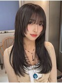 オリーブグレー/韓国風巻き/レイヤーカット/くすみベージュ/新宿