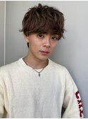 メンズカラーカットパーマニュアンス束感スペインカールフェザー