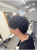 メンズパーマ　ツイストスパイラルパーマ　メンズ波巻きパーマ