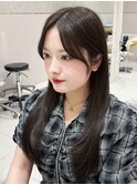 シースルーバング2way前髪ミディアムレイヤーセミロング顔まわり
