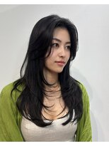 アンドリルム 梅田(&Lillme)&nbsp;梅田20代30代レイヤースタイルワンカールロングヘア毛流れ前髪