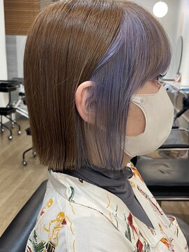 ラック 津田沼(LUCK) LUCK津田沼ブルーラベンダーインナー/前髪/ボブ/ピンクベージュ