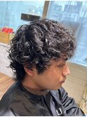 無造作カジュアルメンズパーマウルフカット江坂美容室