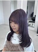 顔周りレイヤーカット×ラベンダーカラー