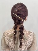 結婚式お呼ばれヘア◆ツインヘアツインアレンジ編みおろし夏