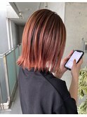 オレンジカラーハイトーン艶髪