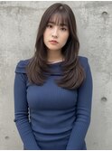 ゆるふわロング/ハッシュカット/ベージュ/韓国レイヤー