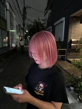 ギークス(GEEKS) 【GEEKS渋谷】ペールピンク/ハイトーンボブ/ダブルカラー/ボブ