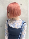 オレンジポップ#ブリーチオンカラー#艶カラー#ミニボブ