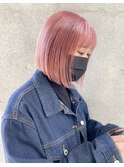 ボブ×チェリーピンクカラー