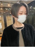 ハンサムショート透明感ミルクティーアッシュカラー　海老名