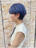耳掛けマッシュ.ペールブルー【池袋東口.髪質改善.ブリーチ】
