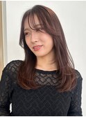 顔周りレイヤーカットくびれヘアミルクティーベージュカラー