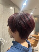ヘアーアンドメイク ファット(Hair&Make PHAT)&nbsp;立体感似合わせカットショートボブ×ワインレッドカラー30代40代