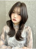 ハッシュカット小顔レイヤーカット髪質改善オリーブグレー仙台