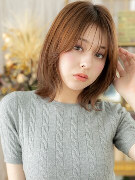 カバーヘア ブリス 大宮西口(COVER HAIR bliss) 大人可愛いアプリコットオレンジ外ハネロブh3大宮20代30代40代