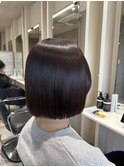 切りっぱなしボブ ピンクブラウン 髪質改善 奈良 桜井