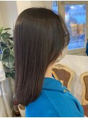 抜け感オリーブブラウン前髪なし小顔ライン顔周り似合わせカット