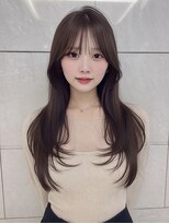 リンク(Link Hair&Spa)&nbsp;ロングハッシュカット/ワンホンレイヤー/ダークアッシュブラウン