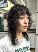 ミディアムレイヤーパーマくるくるパーマレイヤーウルフパーマ