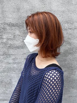 スイート ヘアデザイン(Suite HAIR DESIGN) 《Suite》オレンジ ウルフ風 ボブ ハイライト