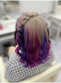 編み込みハーフツイン