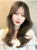 韓国風/レイヤー/小顔/前髪カット/髪質改善/オリーブ/ベージュ