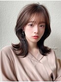 ☆小顔ワンカールレイヤーカットデジタルパーマチェリーブラウン