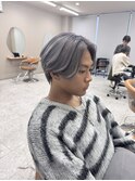 メンズ センターパート ブリーチ シルバー 三宮