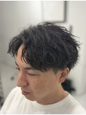 シャドーパーマセンターパートフェザーパーマ韓国メンズパーマ