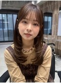 ハッシュカット/ミディアムレイヤーカット/ヘーゼルブラウン2