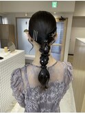 カチモリ／シニヨンヘア/ヘアセット/編み下ろし/結婚式