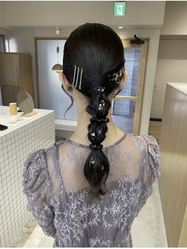 カチモリ／シニヨンヘア/ヘアセット/編み下ろし/結婚式