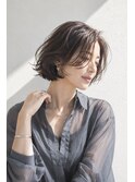 ショートボブ/大人女性/ダークモカ/白髪ぼかし/脱白髪染め