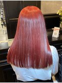 艶感たっぷりの赤髪/赤/暖色系カラー