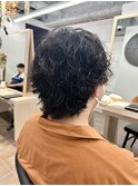  ツイストスパイラルパーマメンズマッシュ刈り上げ　奥東巧真