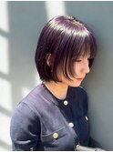 似合わせカット/バイオレットカラー/顔周りレイヤーショートボブ