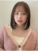 大人ボブベージュインナーカラーミルクティーベージュグレージュ