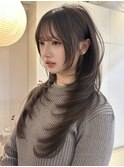 韓国風/レイヤー/前髪カット/オリーブ/透明感/ハッシュカット