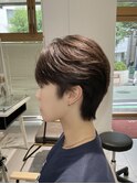 ブルーブラックフェザーパーマサーフカールセンターパート