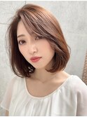 髪質改善/顔周り小顔レイヤーカット/透明感カラー/大人ボブ/北柏