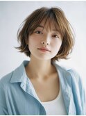 ミルクブラウン/ダークパープル/ナチュラルショート/夏/センター