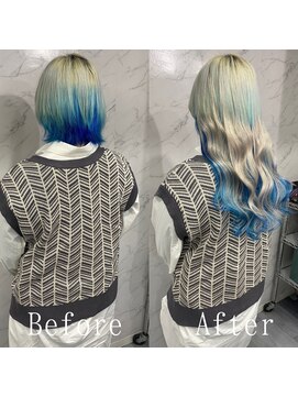 あるじゃんすー 神戸三宮店 ホワイト×ターコイズ#シールエクステ#ブルーシルバー#美髪#神戸