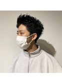 メンズピンパーマアップバング束感ショート☆
